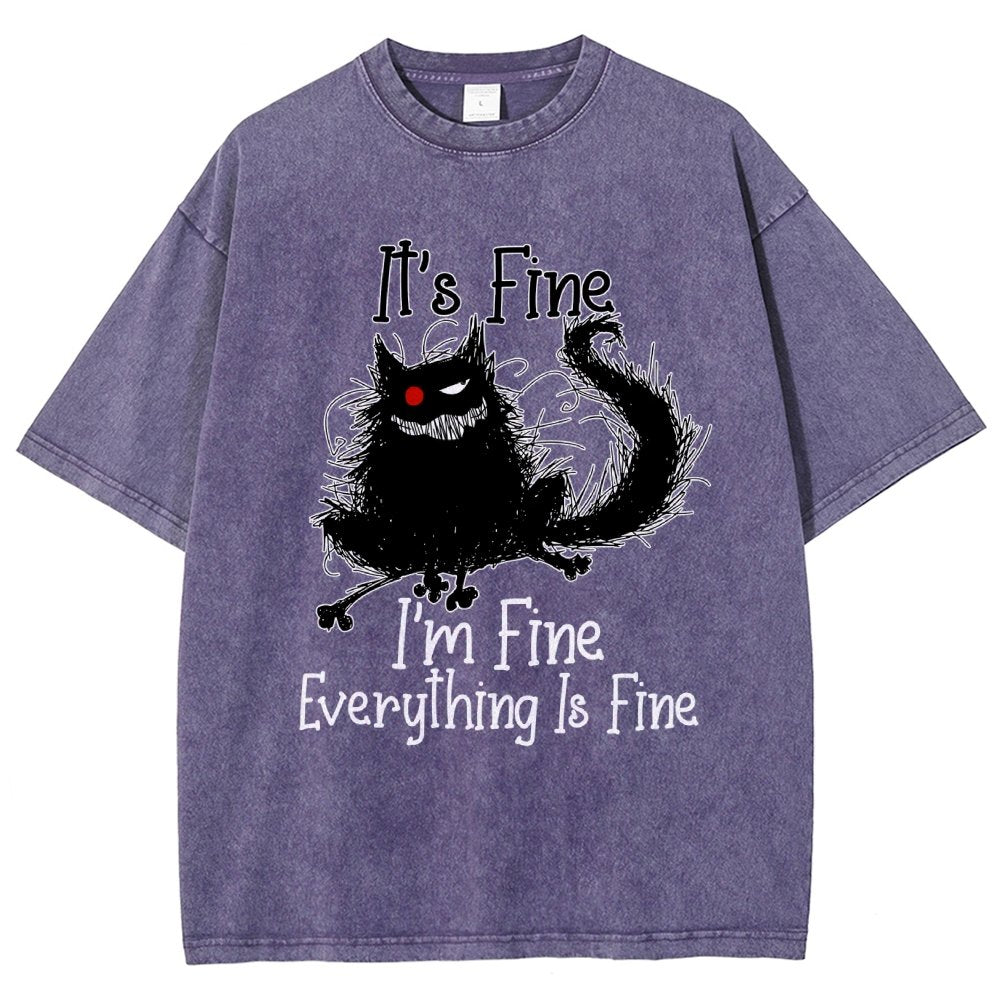 It's fine funny cat Vintage Distressed T-shirt