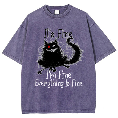 It's fine funny cat Vintage Distressed T-shirt