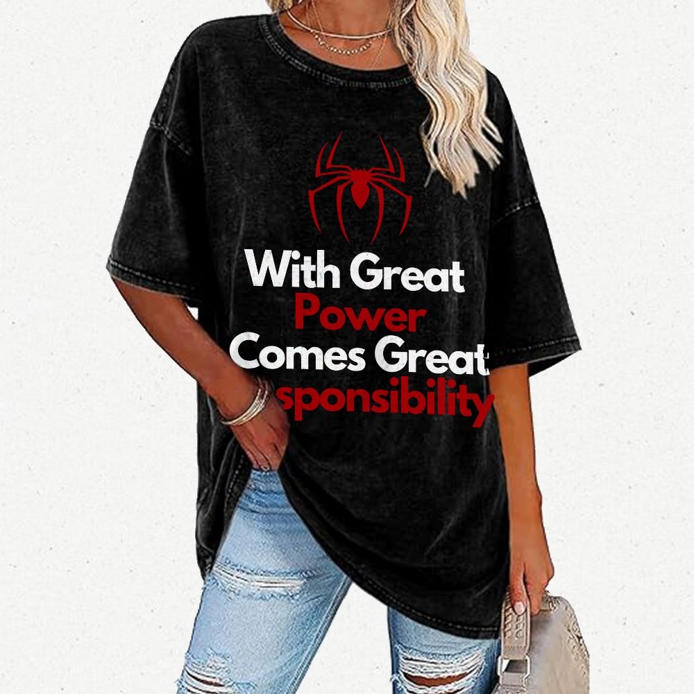 With Great Power Comes Great Responsibility Vintage Distressed T-shirt