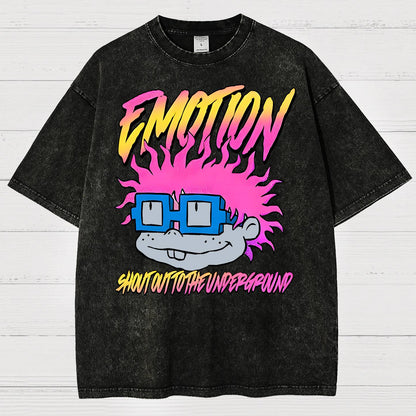 Cartoon Monster Graphic Print Vintage Distressed T-shirt