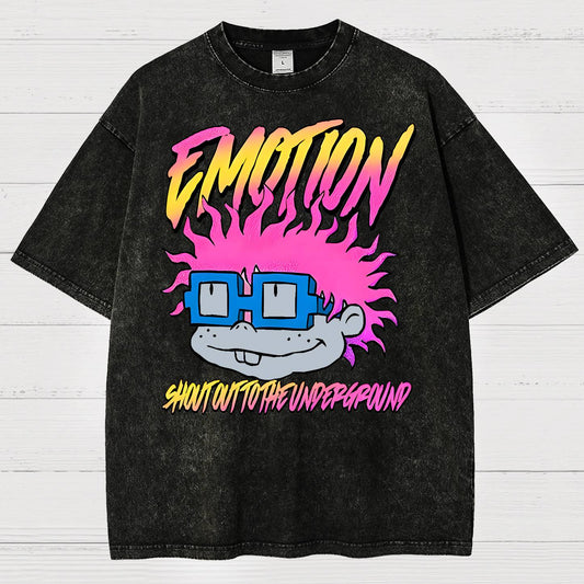 Cartoon Monster Graphic Print Vintage Distressed T-shirt