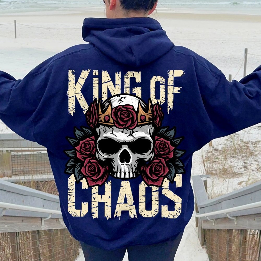 King Of Chaos Printed Back Cotton Hoodie