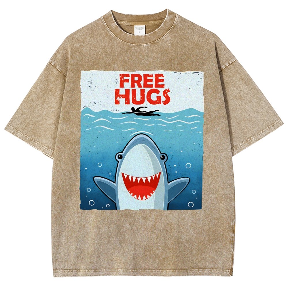 Free Shark Hugs Vintage Distressed T-shirt