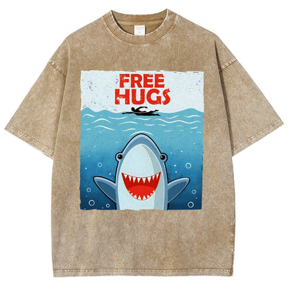Free Shark Hugs Vintage Distressed T-shirt