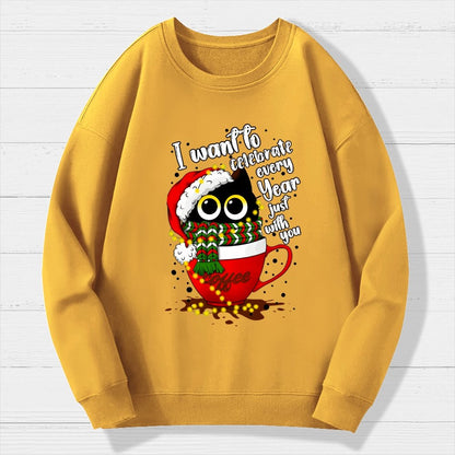 Christmas Cat Geek Cotton Sweatshirt