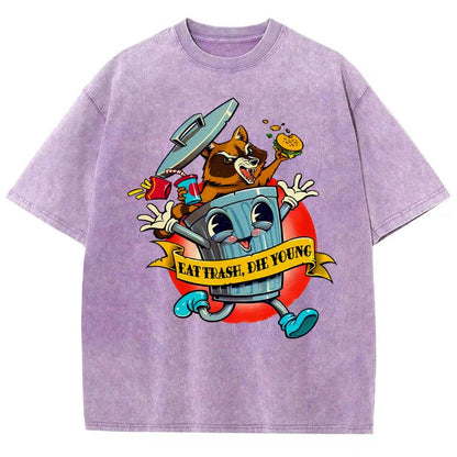 Eat trash die young vintage cartoon Classic Vintage Distressed T-shirt
