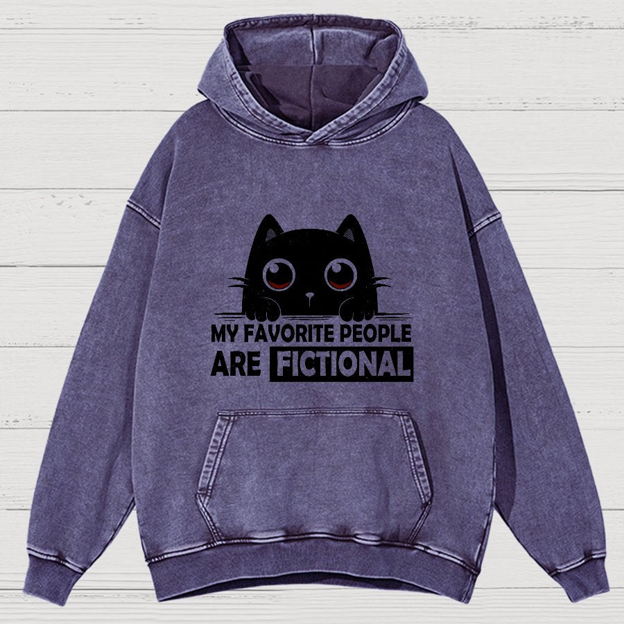 My Favorite People Are Fictional by Edesigns  Vintage Distressed Hoodie