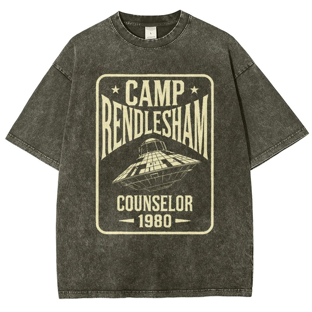 Camp Rendlesham Counselor 1980 UFO Vintage Distressed T-shirt