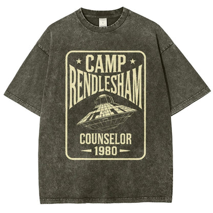 Camp Rendlesham Counselor 1980 UFO Vintage Distressed T-shirt