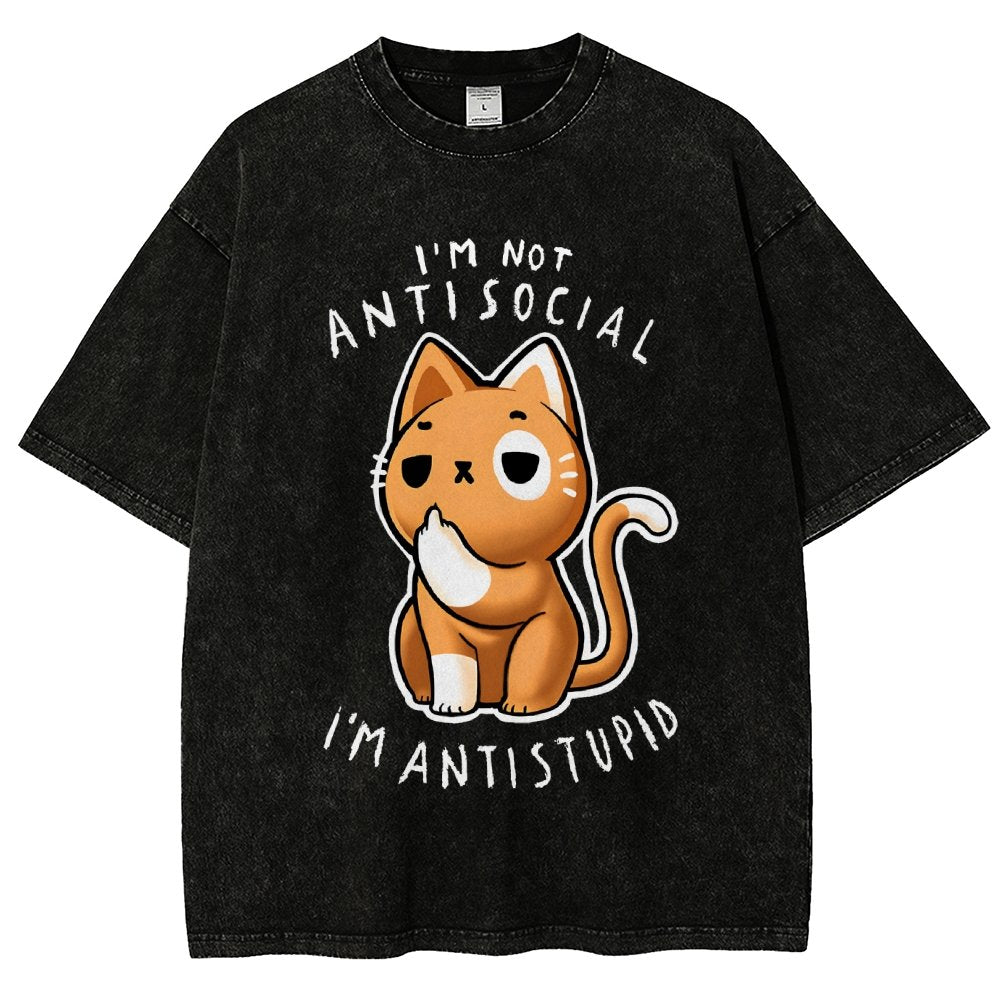 I'm not Antisocial I'm Antistupid Vintage Distressed T-shirt