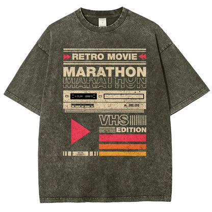 Retro Movie Marathon VHS Edition Vintage Distressed T-shirt