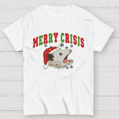 Merry Crisis Opossum Funny Christmas Geek T-Shirt
