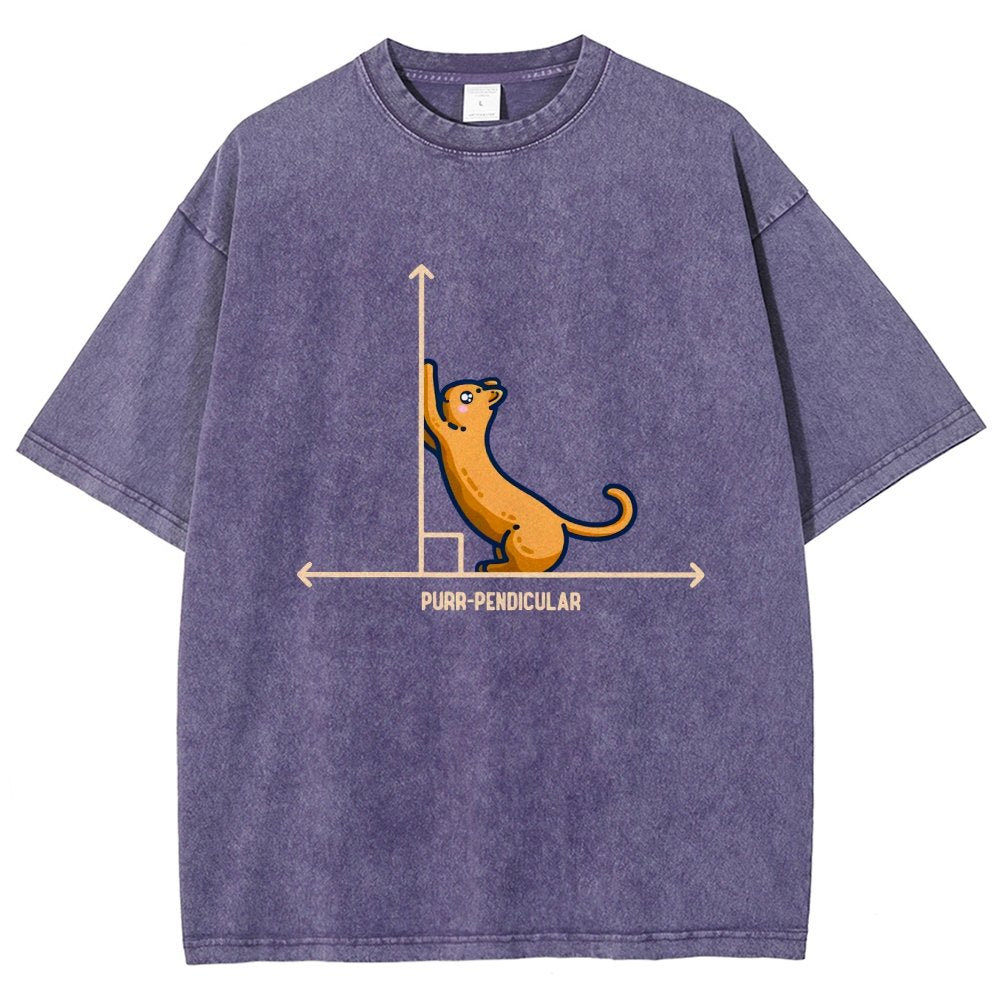 Purr-Pendicular Cute Maths Cat Premium Vintage Distressed T-shirt