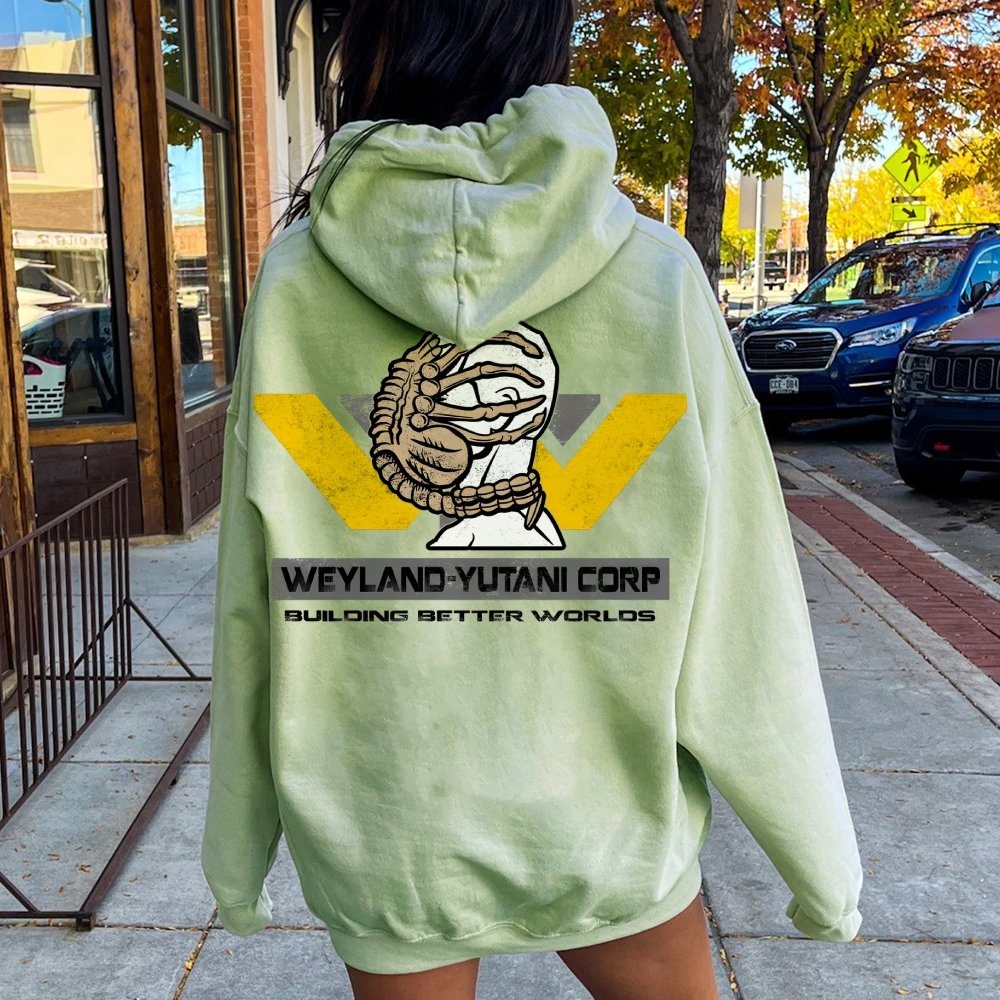 Mysterious Creatures Building Better Worlds Printed Back Unisex Cotton Hoodie