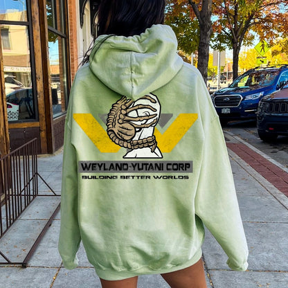 Mysterious Creatures Building Better Worlds Printed Back Unisex Cotton Hoodie