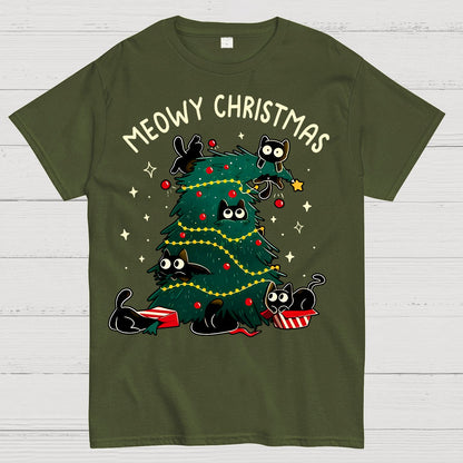 Meowy Christmas Funny Cats Geek T-Shirt