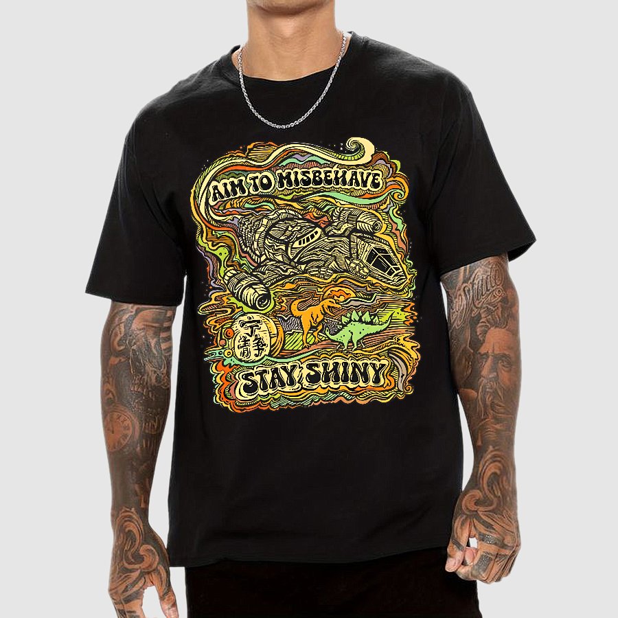 Aim to Misbehave, Stay Shiny Geek T-Shirt