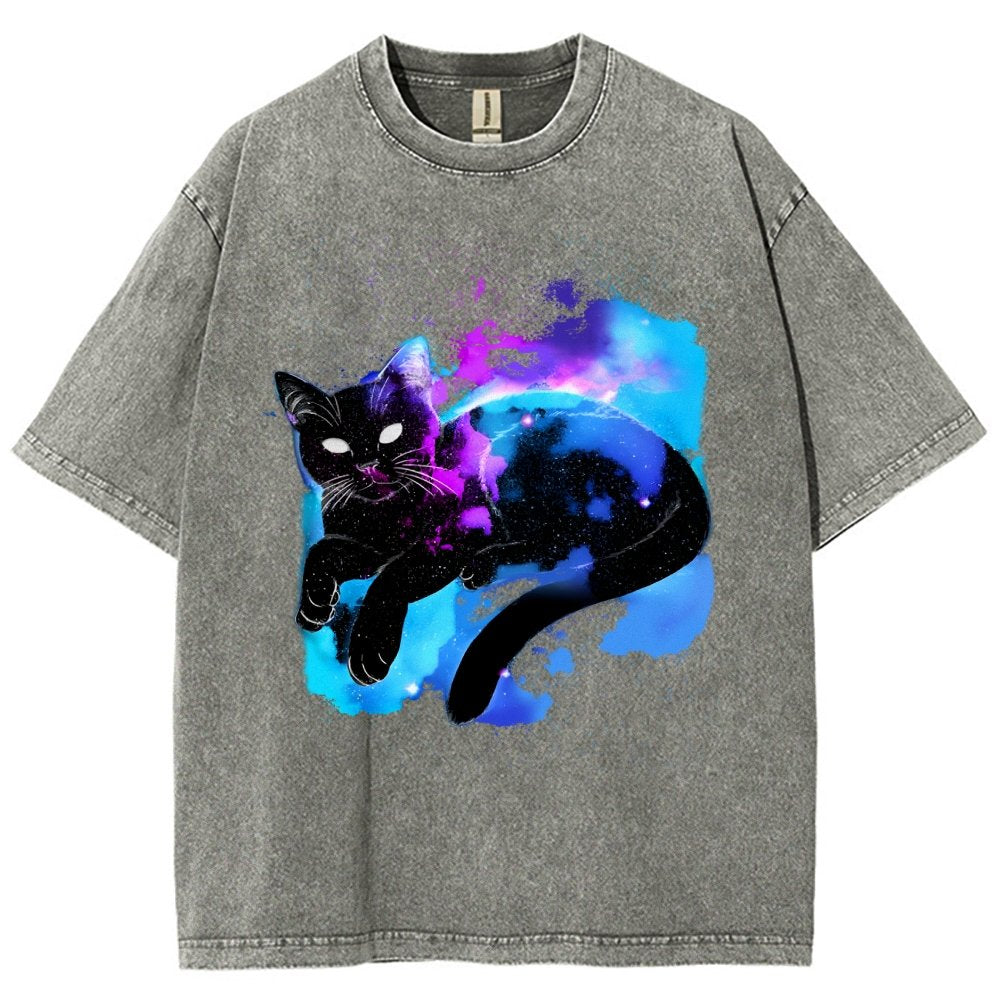 Space Cat Vintage Distressed T-shirt