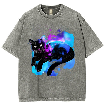 Space Cat Vintage Distressed T-shirt