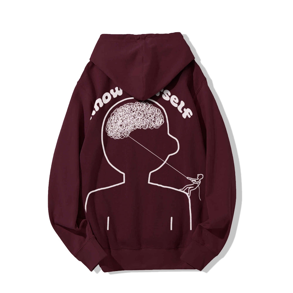 Vintage Mental Health Matters Graphic Print Printed Back Cotton Hoodie