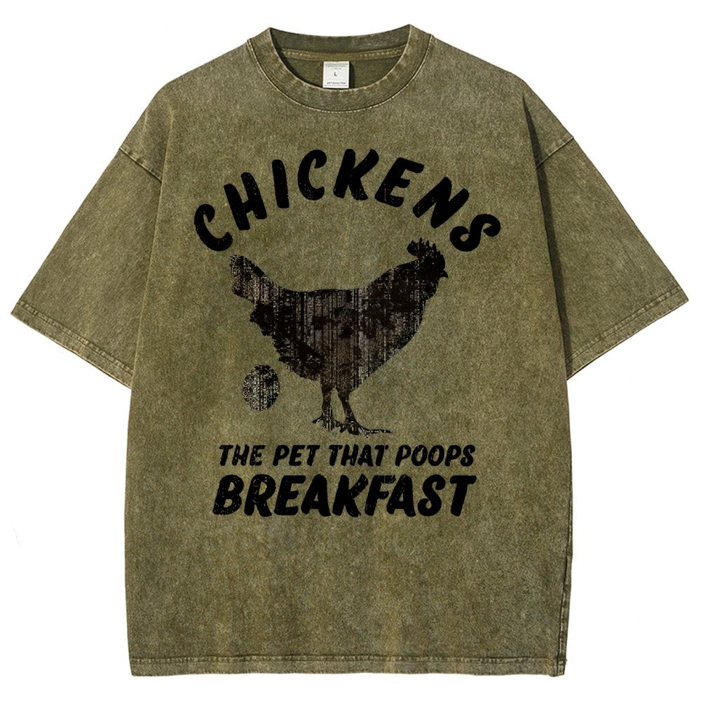 Chickens Poop Breakfast Vintage Distressed T-shirt