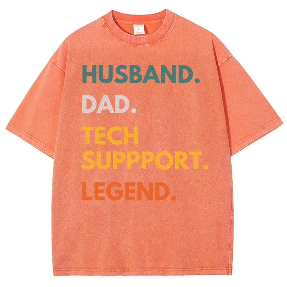 Husband Dad Tech Support Legend Funny It Father Essential Vintage Distressed T-shirt