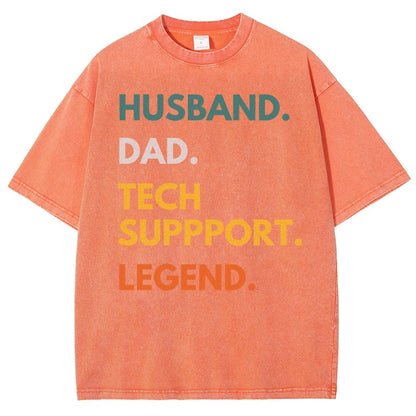 Husband Dad Tech Support Legend Funny It Father Essential Vintage Distressed T-shirt