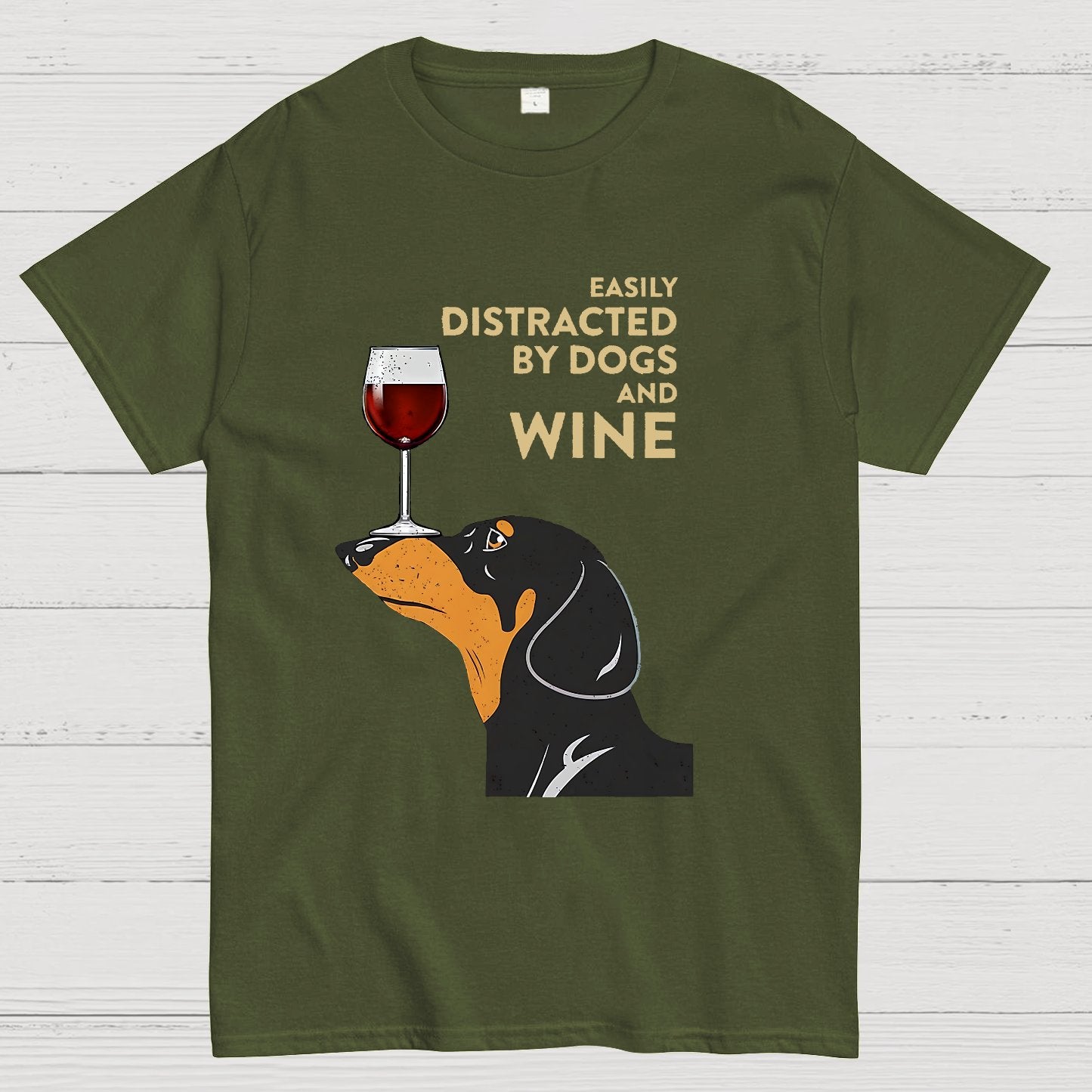 Easily Distracted By Dogs And Wine Geeky T-Shirt