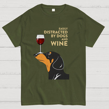 Easily Distracted By Dogs And Wine Geeky T-Shirt