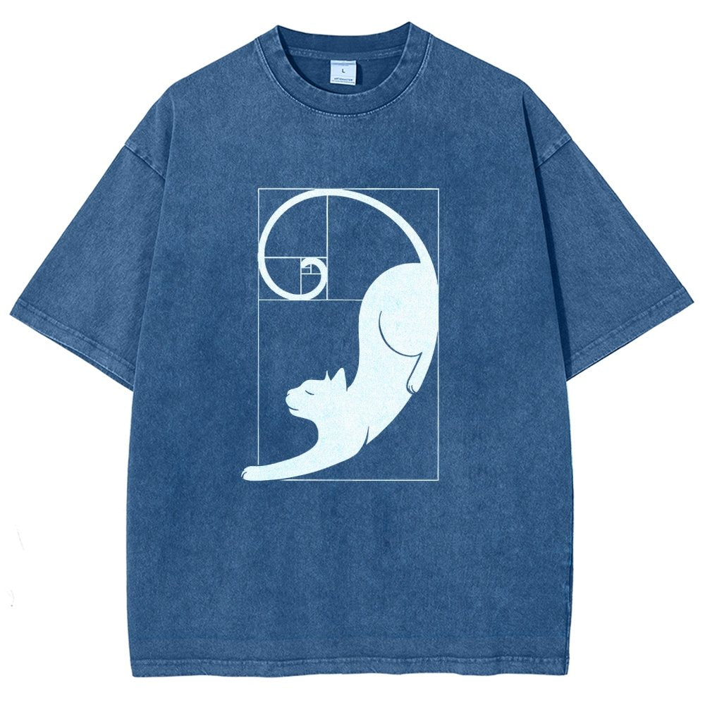 Fibonacci Cat Golden Ratio Vintage Distressed T-shirt