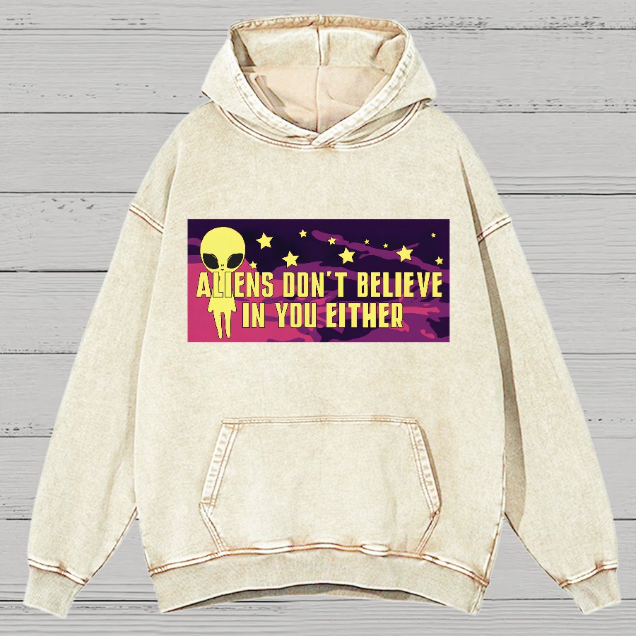 Mysterious Beings Don't Believe In You Either Vintage Distressed Hoodie