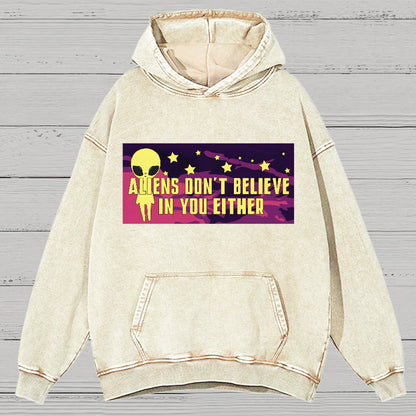 Mysterious Beings Don't Believe In You Either Vintage Distressed Hoodie