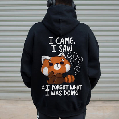 Forgetful Red Panda Printed Back Unisex Cotton Hoodie