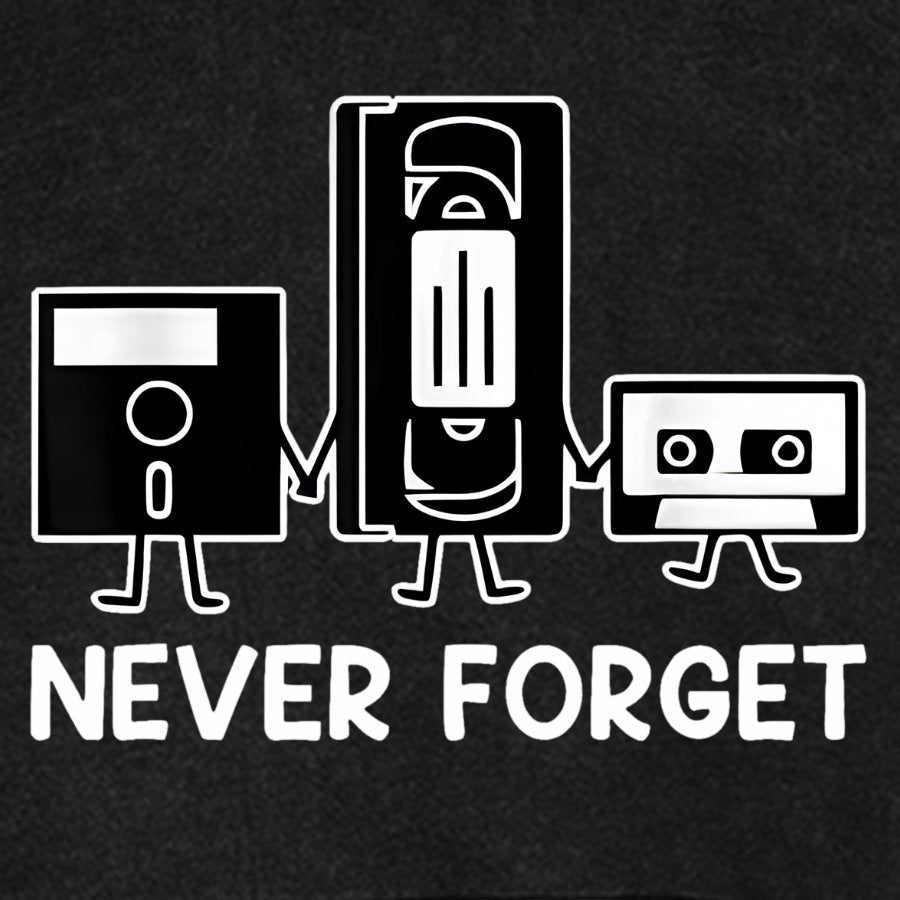 Never Forget Cassette Tape VHS Gamer Old School Funny Vintage Distressed Hoodie