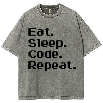 Eat Sleep Code Repeat Vintage Distressed T-shirt