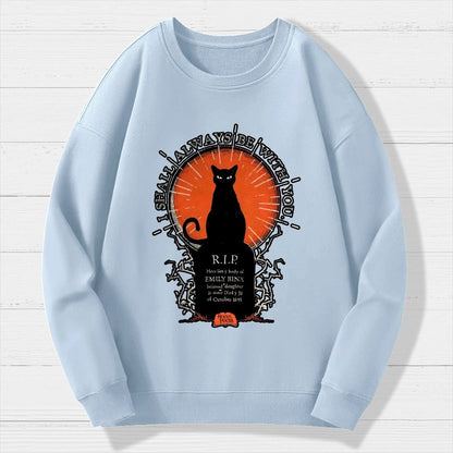 Halloween Cat Print Geek Cotton Sweatshirt