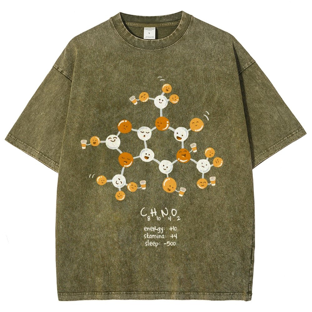 Caffeine Power Up Vintage Distressed T-shirt