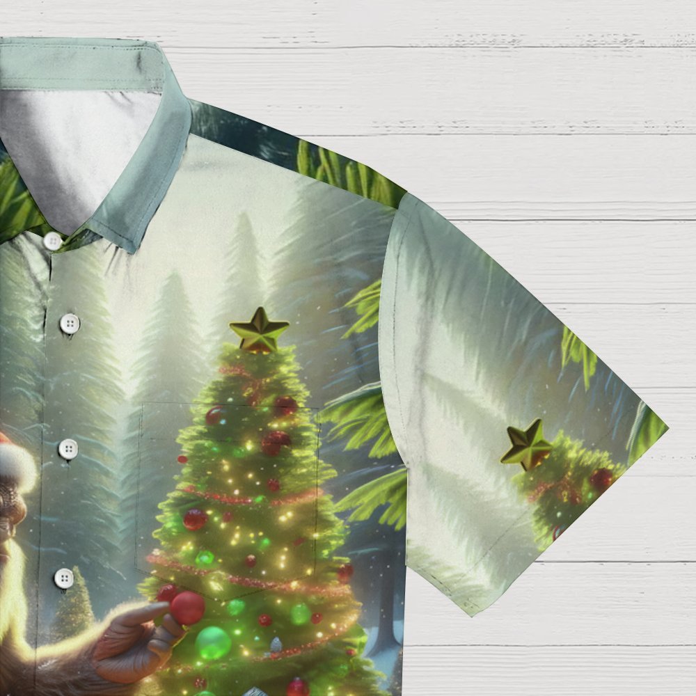 Funny Orangutan Decorating Christmas Tree Print Geeky Shirt