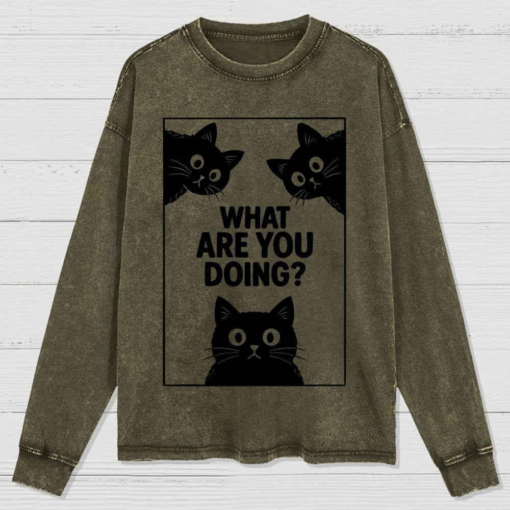 What Are You Doing Washed Long Sleeve Tee