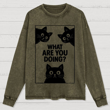 What Are You Doing Washed Long Sleeve Tee