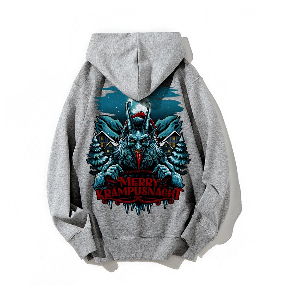 Merry Krampusnacht Printed Back Unisex Cotton Hoodie