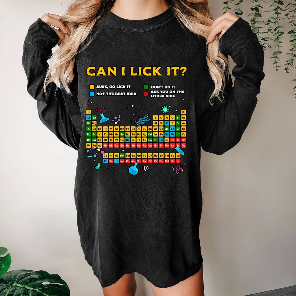 Can I Lick It Periodic Table Washed Long Sleeve Tee