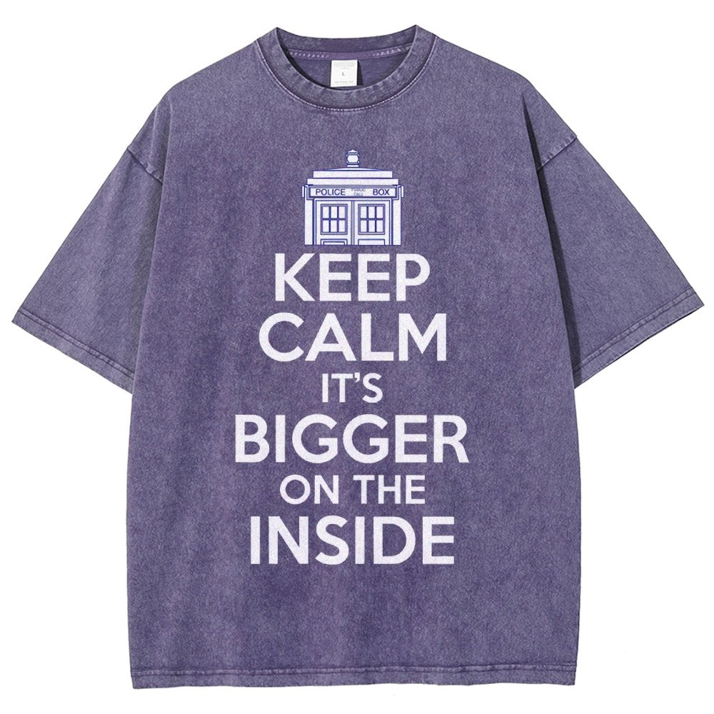 Keep Calm It's Larger On The Inside Vintage Distressed T-shirt