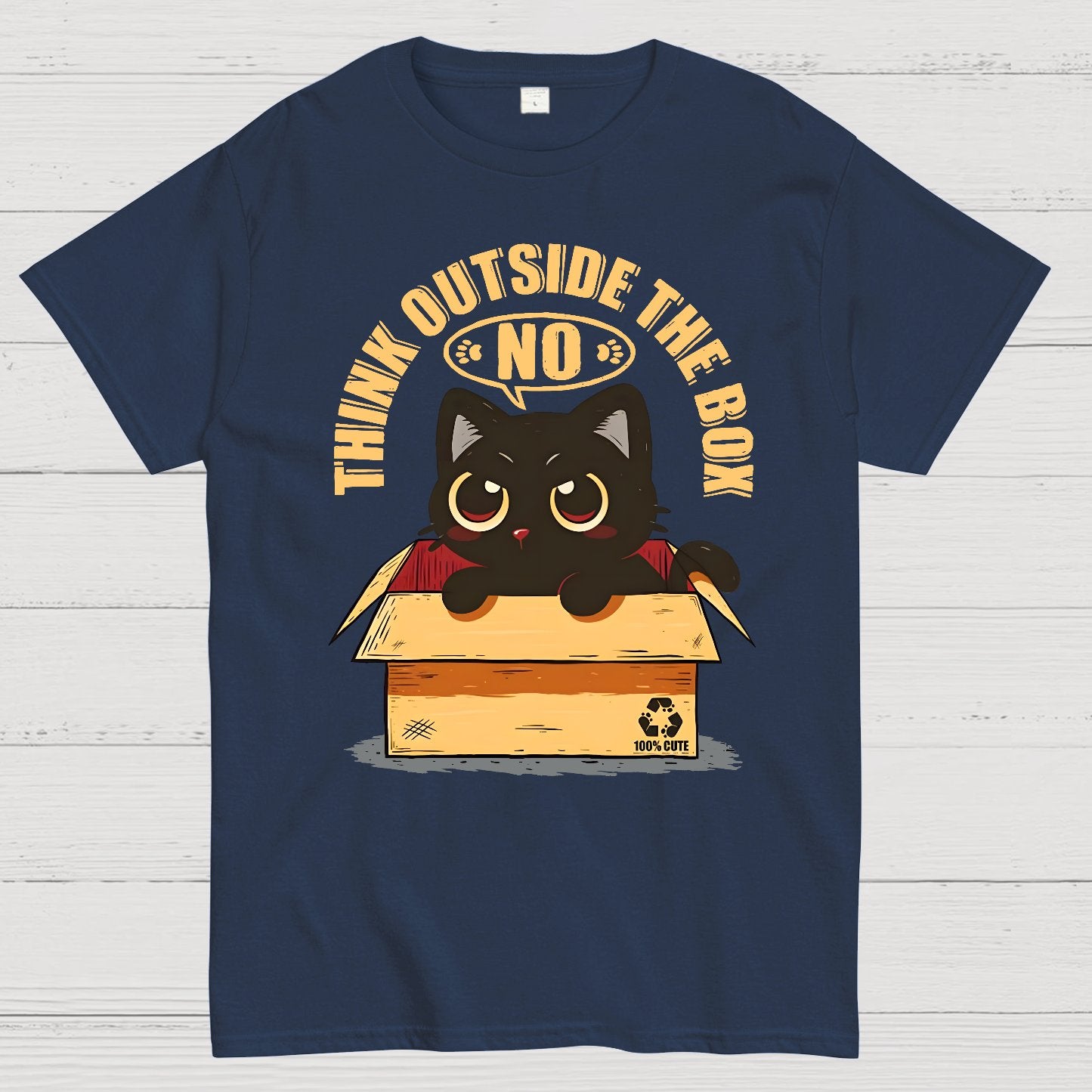 Cat THink Outside In A Box Geek T-Shirt