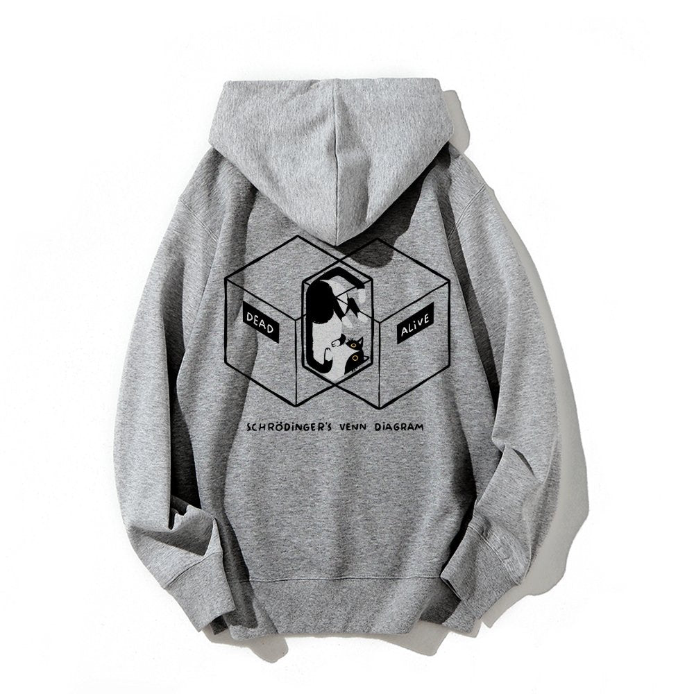 Schrodingers Venn Diagram Printed Back Unisex Cotton Hoodie