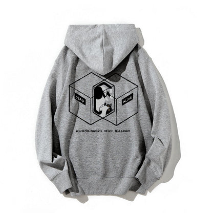 Schrodingers Venn Diagram Printed Back Unisex Cotton Hoodie