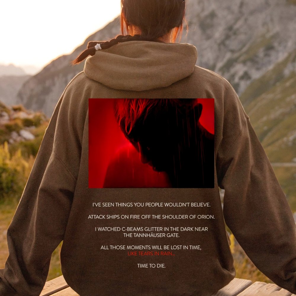 Tears in Rain-Tears in Red-Time to Die Printed Back Cotton Hoodie