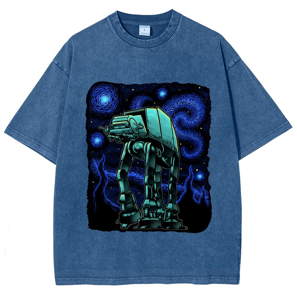 Armored Tank Starry Night Vintage Distressed T-shirt