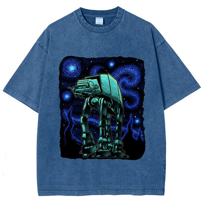 Armored Tank Starry Night Vintage Distressed T-shirt