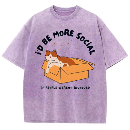 I'd Be More Social Vintage Distressed T-shirt